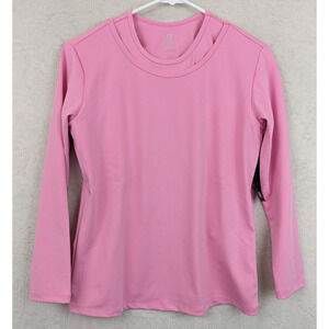Runway sz L 12-14 Quick Dry Top moisture wicking pink stretchy long sleeves 1726